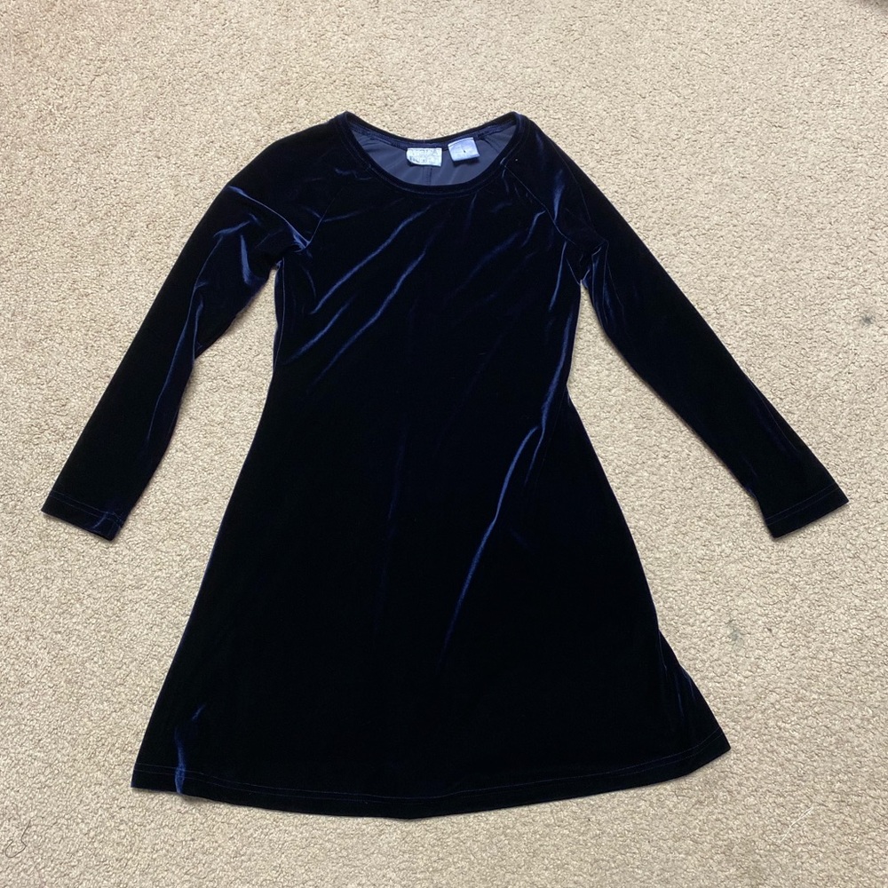 Hot Topic Goth Victoria’s Secret Moda Intl Blue Velvet Long Sleeve Flared Dress